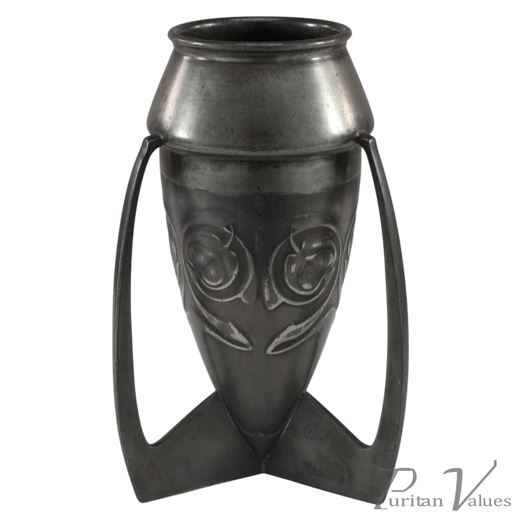 Archibald Knox Liberty & Co., English Pewter 0226 an Embossed Pewter Rocket Vase - Image 1