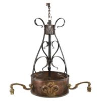 M. H. Baillie Scott, Arts & Crafts Handmade Copper & Wrought Iron Ceiling Light