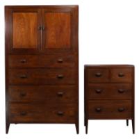 Betty Joel Attributed, Arts & Crafts Oak Tallboy & Matching Petite Chest of Drawers