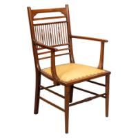 E. W. Godwin Attributed, an Anglo-Japanese Walnut Spindle Back Armchair