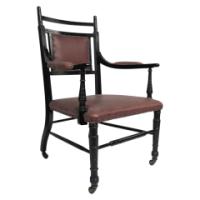 Oetzmann, after a Design by E. W. Godwin, Ebonised Upholstered Armchair