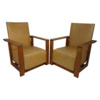 Gordon Russell, W. H. Russell. A pair of Arts & Crafts Oak Reclining Armchairs. - Thumbnail 1