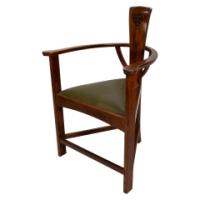 M. H. Baillie Scott. Arts & Crafts Walnut Armchair with stylised floral carving - Thumbnail 1