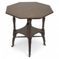 Jas Shoolbred. Aesthetic Movement Octagonal Rosewood & Inlaid Side Table - Thumbnail 1