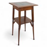 Shapland & Petter. Arts & Crafts Green Tile Top Plant Stand or Side Table - Thumbnail 1