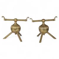 Dr. C. Dresser Attributed, for Benham & Froud Pair of Brass Fire Dogs