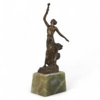 B. V. Fernandez, art Deco Bronze Figure on Onyx Base