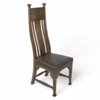 Norman & Stacey Attributed, an Arts & Crafts Oak High Back Chair with Shaped Back