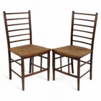 Liberty & Co., a Pair of Arts & Crafts Side Chairs with Finely Rushed Seats - Thumbnail 1