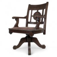 Charles Eastlake Attributed, Aesthetic Movement Walnut & Carved Swivel Desk Armchair