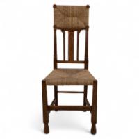 Goodyers of Regent St. George Walton, Style of. An Arts & Crafts Inlaid Rush Seat & Back Chair