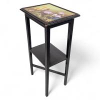 Aesthetic Movement, Ebonised Tile-Top Side Table with Floral Design (c.1880)