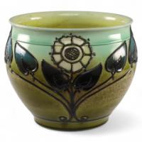 Wardle, Arts & Crafts Planter with Tube Line Decoration of Stylised Flowers - Thumbnail 1