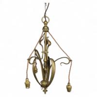 An Arts & Crafts Brass Three Arm Ceiling Light - Thumbnail 1