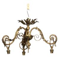 Arts & Crafts Three-branch Brass Ceiling Light - Thumbnail 1