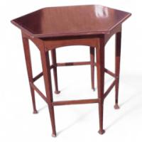 Liberty & Co., a Six-leg Side Table with Subtle Herringbone & Line Inlay to the Top Edge