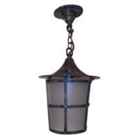 Arts & Crafts Brass Lantern with Conical Hat and Opaque Liner, c.1900