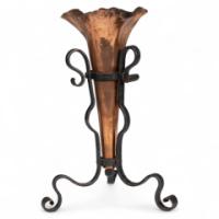 An Arts & Crafts Copper & Hand Wrought Iron Conical Flower Vase - Thumbnail 1