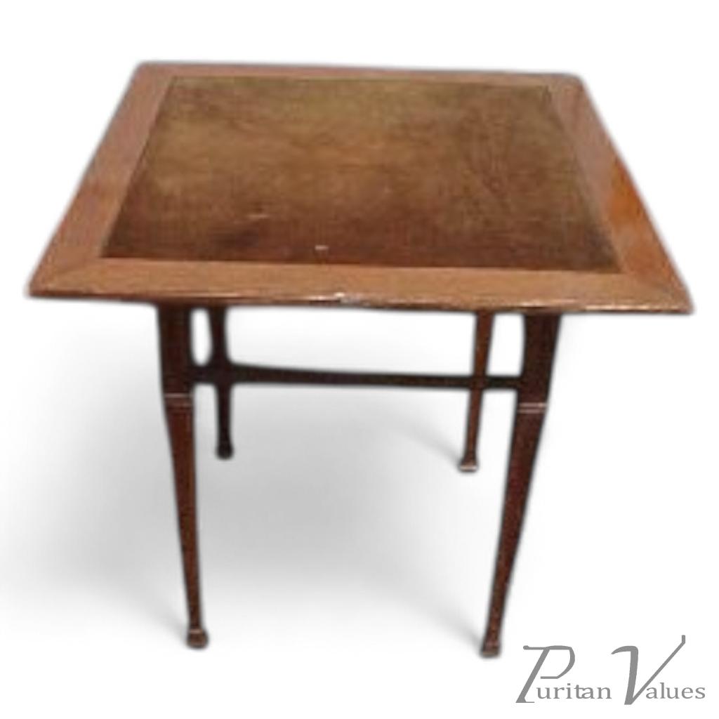 Arts and Crafts Glasgow School c.1900 Inlaid Oak Card Table with Square Top - Image 1