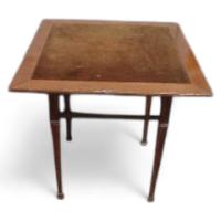 Arts & Crafts Glasgow School c.1900 Inlaid Oak Card Table with Square Top