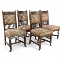 E. W. Godwin Attributed, a Set of Four Aesthetic Movement Oak Dining Chairs