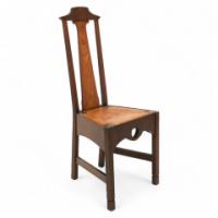 Arts & Crafts Liberty style Oak floral inlaid side chair - Thumbnail 1