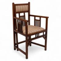 Bombay Art Furnishing Est. An Anglo-Japanese Walnut Armchair with a Double Back Leg - Thumbnail 1