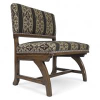E. W. Pugin Attributed, Gothic Revival Oak Duet Chair with Wide Seat
