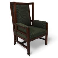 Liberty & Co. Attributed, In the style of Leonard Wyburd. Arts & Crafts Oak wing back Armchair - Thumbnail 1