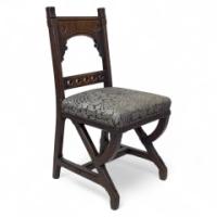 Charles Bevan Attributed, a Gothic Revival Oak Side Chair with Carved Decoration