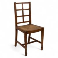 Heal’s of London, attributed, Arts & Crafts Oak Lattice Back Side Chair