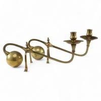 W. A. S. Benson, Style of. A Pair of Brass Arts & Crafts Piano Candle Holders - Thumbnail 1