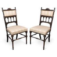R. Whytock & Co., a Pair of Aesthetic Movement Ebonised & Parcel Gilt Side Chairs - Thumbnail 1