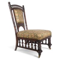 Collinson & Lock. Rare Aesthetic Movement Rosewood Side Chair with Finely Carved & Turned Details - Thumbnail 1