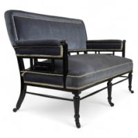 H. W. Batley Attributed, an Anglo-Japanese Settee with Japanese Fretwork Below the Backrest & to the Arms
