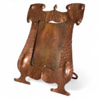 J & F Pool, Arts & Crafts Hammered Copper Picture Frame with Writhen Stand