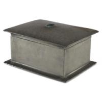 Liberty & Co., an Arts & Crafts Cedar Lined Pewter Jewelry Box with an Abalone Blue Semi-precious Stone