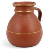Prattware, Gothic Revival Terracotta Jug with Gilded Line Decoration