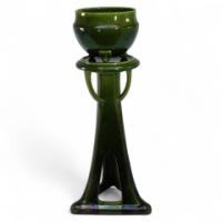 Bretby. Arts & Crafts Green Planter & Stand Both Stamped Bretby - Thumbnail 1