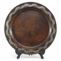 Hugh Wallis. An Arts & Crafts Hand Formed Round Copper Plate