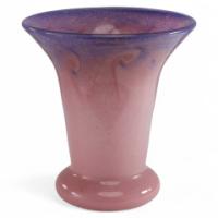 Vasart. Iridescent Pink & Blue Swirl Glass Vase - Thumbnail 1