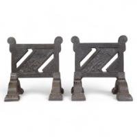 Henry Jeckyll Attributed, Robbins & Co., a Pair of Anglo-Japanese Cast Iron Fire Dogs