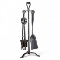 Thornton & Downer Attributed, a Set of Four Arts & Crafts Cotswold School Hand Made Steel Fire Tools