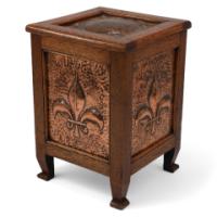 John Pearson Attributed, Arts & Crafts Log or Coal Box with Fleur De Lys Details - Thumbnail 1