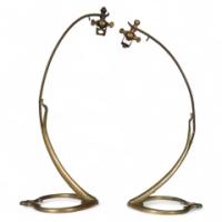 W. A. S. Benson. A Pair of Arts & Crafts Brass Swan Style Table Lamps