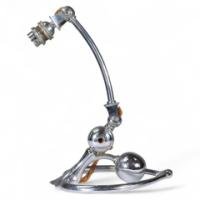 W. A. S. Benson (stamped). Arts & Crafts Chrome Plated Table Lamp with Heart Shaped Base - Thumbnail 1