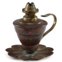 W. A. S. Benson, Arts & Crafts Copper Lily Pad Oil Light