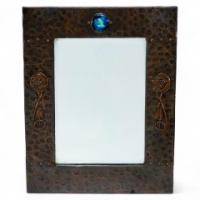 Liberty & Co., Arts & Crafts copper mirror with Ruskin jewel