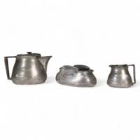 Liberty & Co., Arts & Crafts Three Piece Tea Set with Floral Decoration - Thumbnail 1