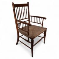 Liberty & Co. Attributed, In the style of a Morris & Co., Sussex Armchair. Aesthetic Movement Rush Seat Armchair